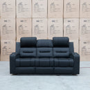 The Toronto Three Seat Dual-Electric Recliner Lounge - Jet available to purchase from Warehouse Furniture Clearance at our next sale event.