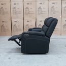 The Toronto Two Seat Dual-Electric Recliner Theatre - Jet available to purchase from Warehouse Furniture Clearance at our next sale event.