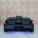 The Toronto Three Seat Dual-Electric Recliner Lounge - Jet available to purchase from Warehouse Furniture Clearance at our next sale event.