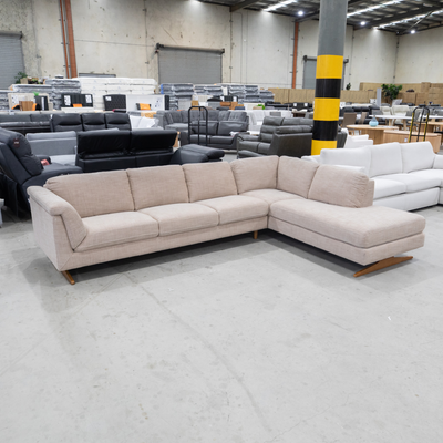 The La-Z-Boy Nash RHF Corner Chaise Lounge - High Roller Brass - Floor Stock available to purchase from Warehouse Furniture Clearance at our next sale event.