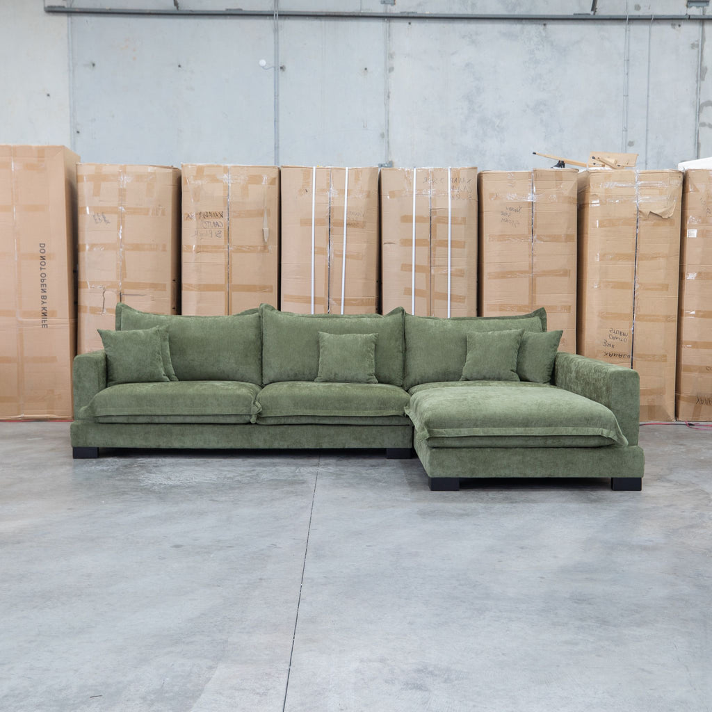 The Haven Deep Seat RHF Chaise Lounge - Fern available to purchase from Warehouse Furniture Clearance at our next sale event.