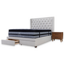 The Brighton Queen Fabric Storage Bed - Oat White available to purchase from Warehouse Furniture Clearance at our next sale event.