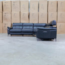 The Urban Electric Leather Corner Recliner Lounge - Black available to purchase from Warehouse Furniture Clearance at our next sale event.
