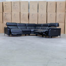 The Urban Electric Leather Corner Recliner Lounge - Black available to purchase from Warehouse Furniture Clearance at our next sale event.