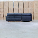 The Urban Electric Leather Corner Recliner Lounge - Black available to purchase from Warehouse Furniture Clearance at our next sale event.