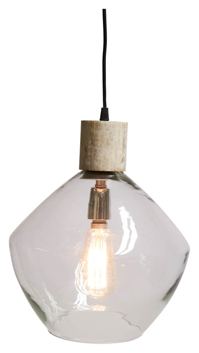 The Classic Glass and Wood Pendant Light - Clear/White Wash - VE44 - Available In-Store Only available to purchase from Warehouse Furniture Clearance at our next sale event.