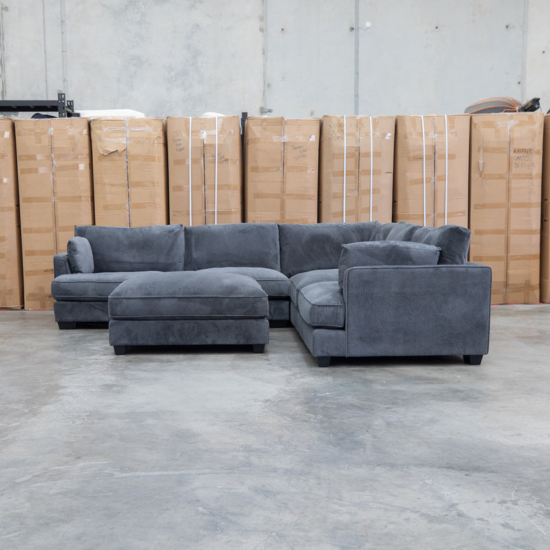 Veloura Deep Seat Feather & Foam Corner Suite with Ottoman - Carbon