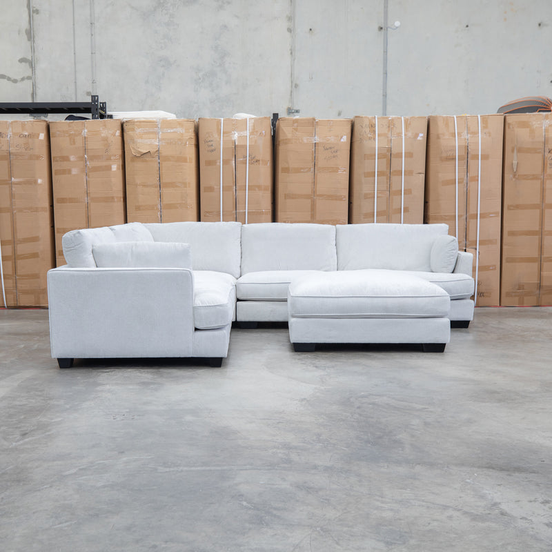 Veloura Deep Seat Feather & Foam Corner Suite with Ottoman - Oat