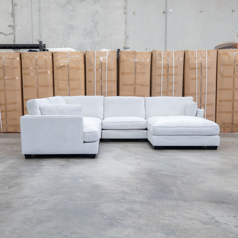 Veloura Deep Seat Feather & Foam Corner Suite with Ottoman - Oat