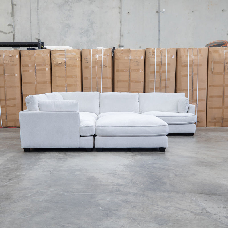 Veloura Deep Seat Feather & Foam Corner Suite with Ottoman - Oat