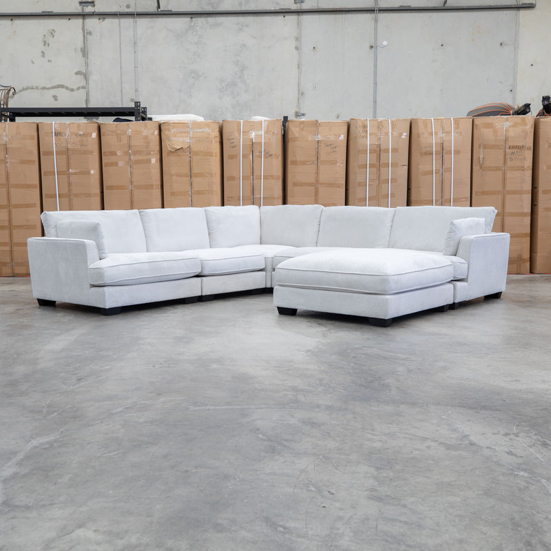 Veloura Deep Seat Feather & Foam Corner Suite with Ottoman - Oat