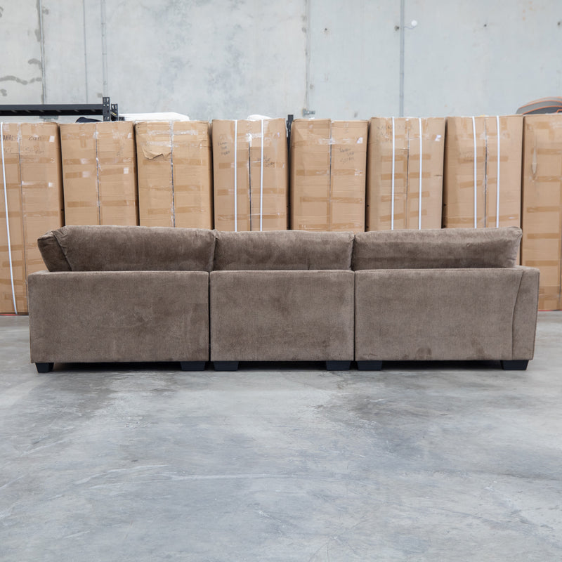 Veloura Feather & Foam Corner Suite with Ottoman - Leeds Chocolate