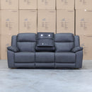 The Venus Three Seat Triple-Motor Electric Recliner Lounge - Charcoal available to purchase from Warehouse Furniture Clearance at our next sale event.