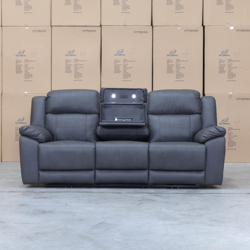 The Venus Three Seat Triple-Motor Electric Recliner Lounge - Charcoal available to purchase from Warehouse Furniture Clearance at our next sale event.