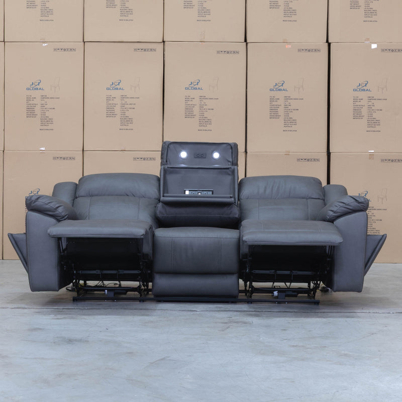 The Venus Three Seat Triple-Motor Electric Recliner Lounge - Charcoal available to purchase from Warehouse Furniture Clearance at our next sale event.