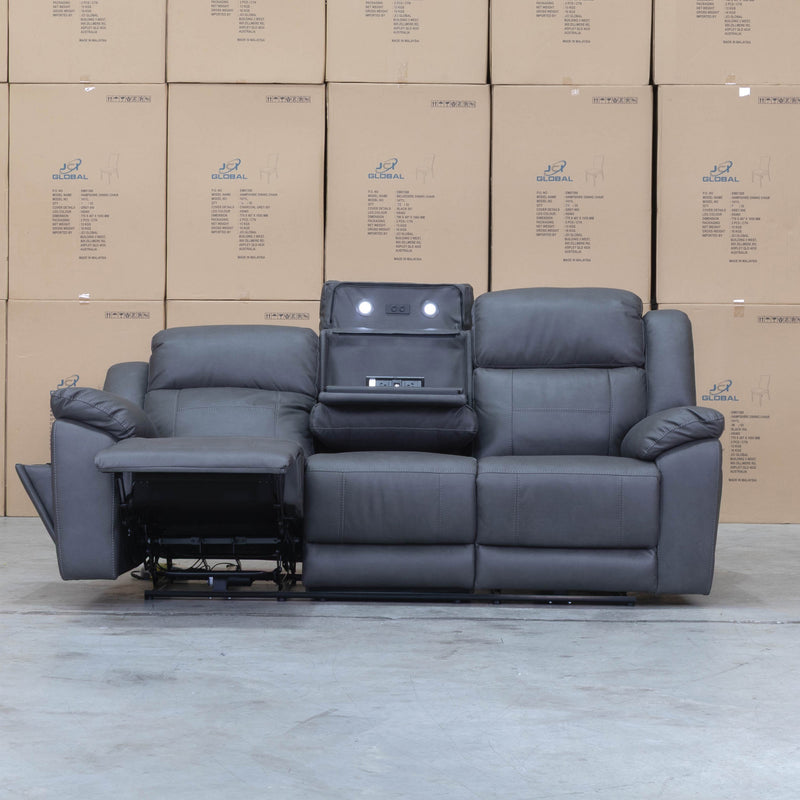The Venus Three Seat Triple-Motor Electric Recliner Lounge - Charcoal available to purchase from Warehouse Furniture Clearance at our next sale event.