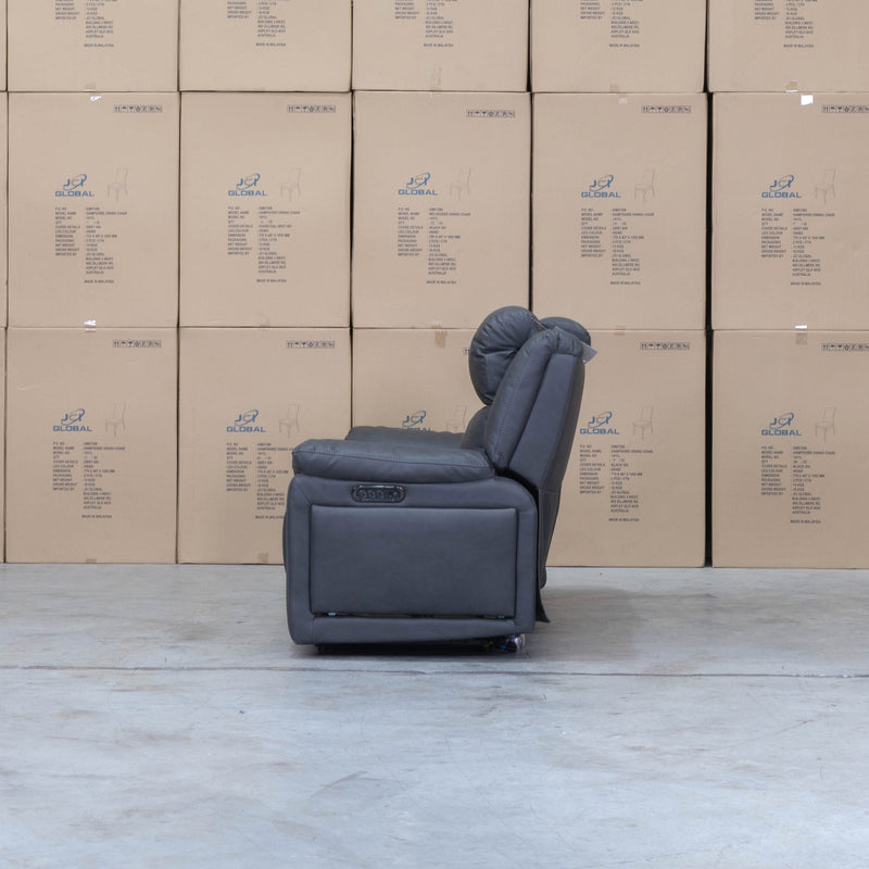 The Venus Three Seat Triple-Motor Electric Recliner Lounge - Charcoal available to purchase from Warehouse Furniture Clearance at our next sale event.
