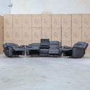 The Venus Three Seat Triple-Motor Electric Recliner Lounge - Charcoal available to purchase from Warehouse Furniture Clearance at our next sale event.