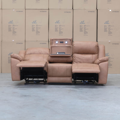 The Venus Three Seat Triple-Motor Electric Recliner Lounge - Tan available to purchase from Warehouse Furniture Clearance at our next sale event.