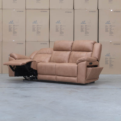 The Venus Three Seat Triple-Motor Electric Recliner Lounge - Tan available to purchase from Warehouse Furniture Clearance at our next sale event.