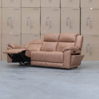 The Venus Three Seat Triple-Motor Electric Recliner Lounge - Tan available to purchase from Warehouse Furniture Clearance at our next sale event.