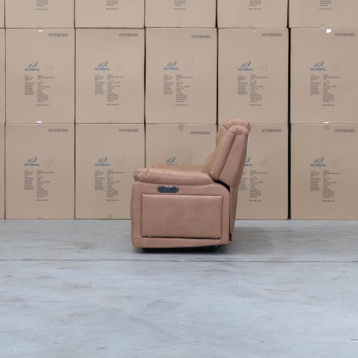 The Venus Three Seat Triple-Motor Electric Recliner Lounge - Tan available to purchase from Warehouse Furniture Clearance at our next sale event.