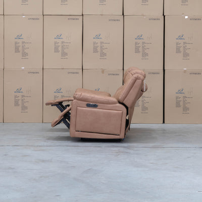 The Venus Three Seat Triple-Motor Electric Recliner Lounge - Tan available to purchase from Warehouse Furniture Clearance at our next sale event.