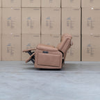 The Venus Three Seat Triple-Motor Electric Recliner Lounge - Tan available to purchase from Warehouse Furniture Clearance at our next sale event.