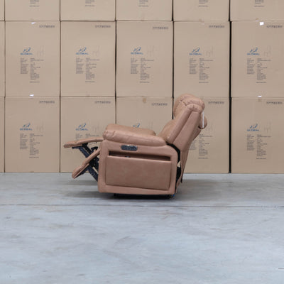 The Venus Three Seat Triple-Motor Electric Recliner Lounge - Tan available to purchase from Warehouse Furniture Clearance at our next sale event.