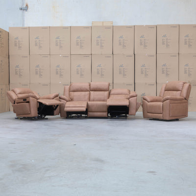 The Venus Triple-Motor Recliner - Tan available to purchase from Warehouse Furniture Clearance at our next sale event.