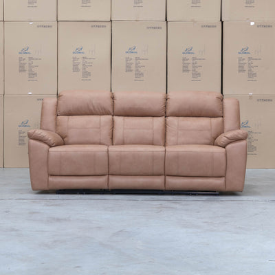 The Venus Three Seat Triple-Motor Electric Recliner Lounge - Tan available to purchase from Warehouse Furniture Clearance at our next sale event.