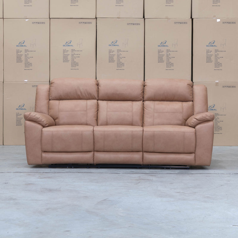 The Venus Three Seat Triple-Motor Electric Recliner Lounge - Tan available to purchase from Warehouse Furniture Clearance at our next sale event.