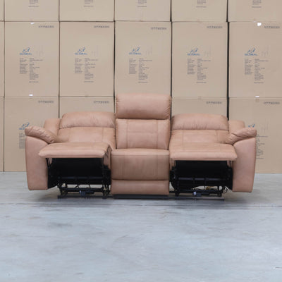 The Venus Three Seat Triple-Motor Electric Recliner Lounge - Tan available to purchase from Warehouse Furniture Clearance at our next sale event.