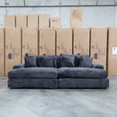 Vermont Oversized Plush Double Chaise Lounge - Grey - Warehouse Furniture Clearance