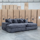 Vermont Oversized Plush Double Chaise Lounge - Grey - Warehouse Furniture Clearance