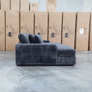 Vermont Oversized Plush Double Chaise Lounge - Grey - Warehouse Furniture Clearance