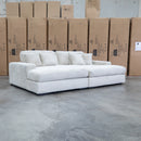 Vermont Oversized Plush Double Chaise Lounge - Beige - Warehouse Furniture Clearance