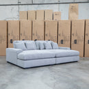 Vermont Oversized Plush Double Chaise Lounge - Silver - Warehouse Furniture Clearance