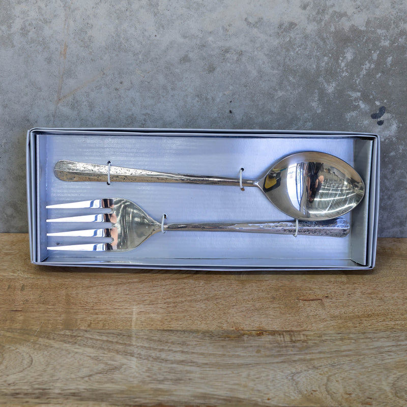 Set of 2 Classic Stainless Steel Salad Servers  - Silver - WR03 - Available In-Store Only - Warehouse Furniture Clearance