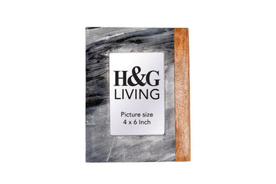 The Wood/Grey Marble Photo Frame 4x6 - Grey/Natural - OT90 - Available In-Store Only available to purchase from Warehouse Furniture Clearance at our next sale event.