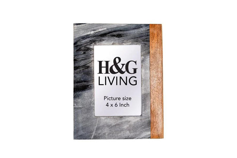 The Wood/Grey Marble Photo Frame 4x6 - Grey/Natural - OT90 - Available In-Store Only available to purchase from Warehouse Furniture Clearance at our next sale event.