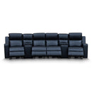 The Xanadu 4 Recliner Dual Motor Electric Theatre Lounge - Black Leather - Available After 6th November available to purchase from Warehouse Furniture Clearance at our next sale event.