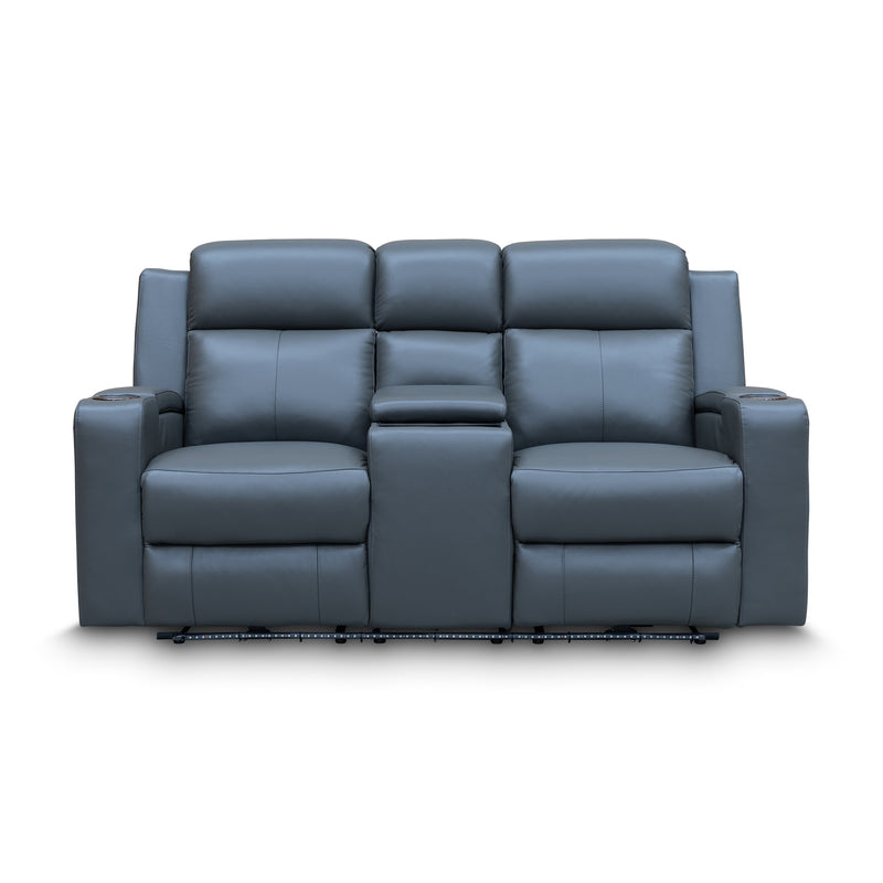 The Xanadu Two Seater Dual Motor Electric Recliner Theatre - Storm Leather available to purchase from Warehouse Furniture Clearance at our next sale event.