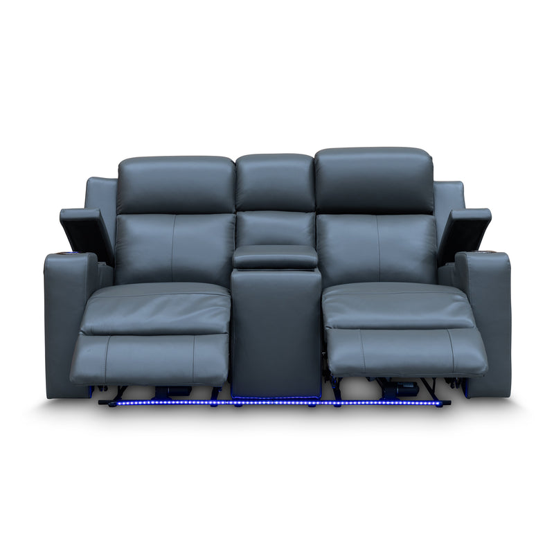 The Xanadu Two Seater Dual Motor Electric Recliner Theatre - Storm Leather available to purchase from Warehouse Furniture Clearance at our next sale event.
