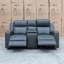 The Xanadu Two Seater Dual Motor Electric Recliner Theatre - Storm Leather available to purchase from Warehouse Furniture Clearance at our next sale event.