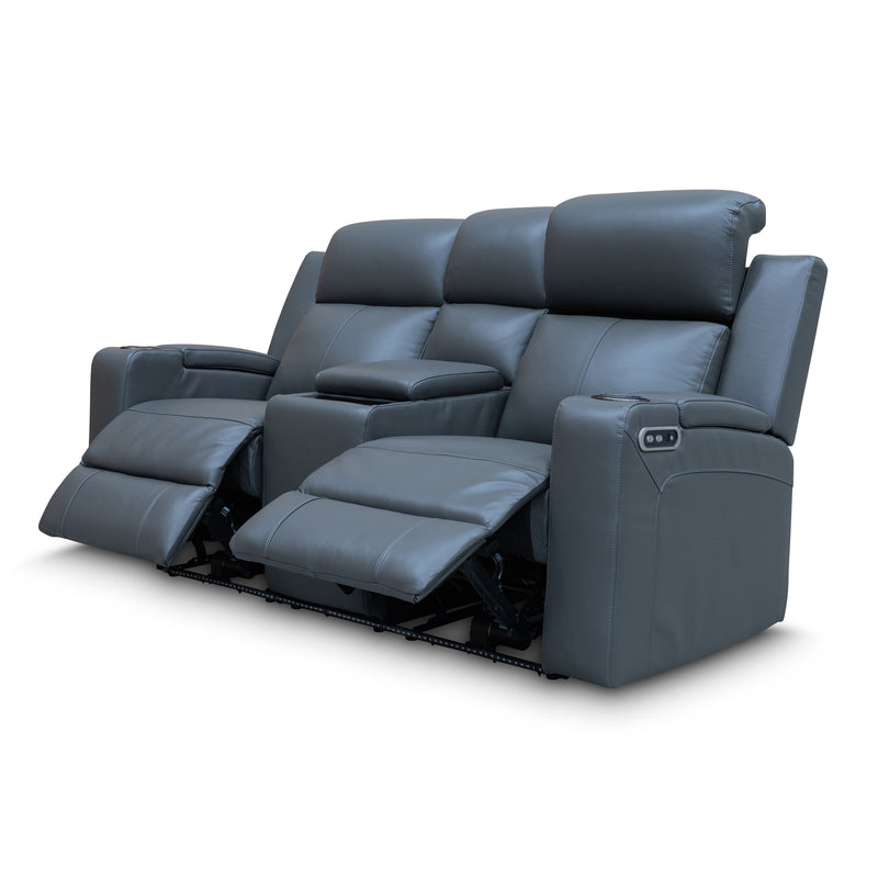 The Xanadu Two Seater Dual Motor Electric Recliner Theatre - Storm Leather available to purchase from Warehouse Furniture Clearance at our next sale event.