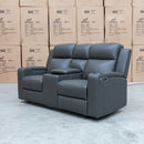 The Xanadu Two Seater Dual Motor Electric Recliner Theatre - Storm Leather available to purchase from Warehouse Furniture Clearance at our next sale event.