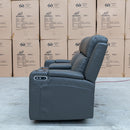 The Xanadu Two Seater Dual Motor Electric Recliner Theatre - Storm Leather available to purchase from Warehouse Furniture Clearance at our next sale event.