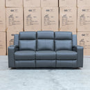 The Xanadu Three Seater Dual Motor Electric Recliner Lounge - Storm Leather available to purchase from Warehouse Furniture Clearance at our next sale event.