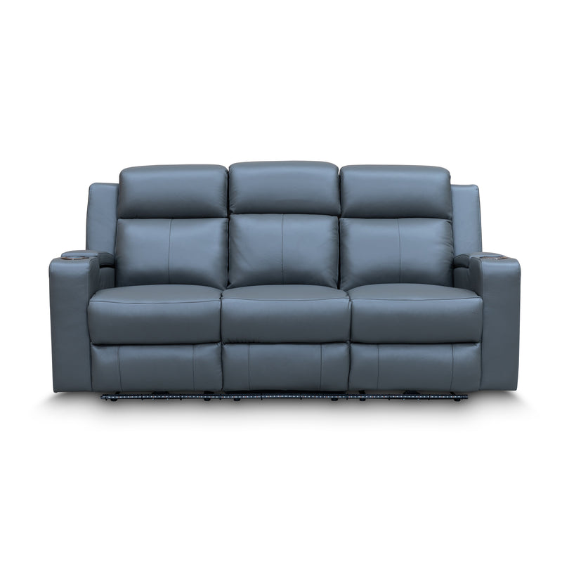 The Xanadu Three Seater Dual Motor Electric Recliner Lounge - Storm Leather available to purchase from Warehouse Furniture Clearance at our next sale event.